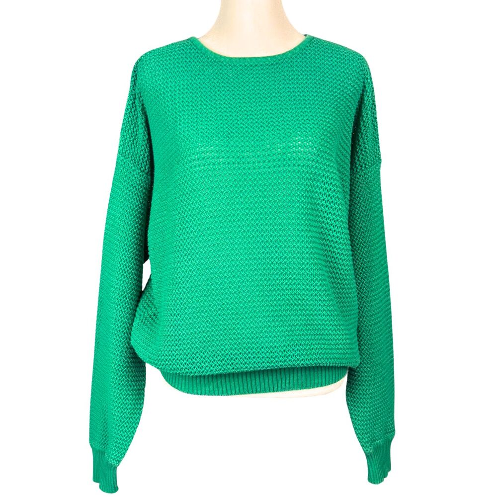 Vintage St. Croix Knits Josef Duran Sweater Womens Open Knit Large Green USA‎